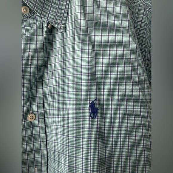 Polo Ralph Lauren Green & purple Blake Button Down Short Sleeve Shirt L - Picture 3 of 6